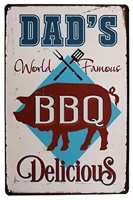 Dad's Bbq Delicious Metal Tin Sign Vintage Art Poster Plaque Kitchen Home Wall D • $14.23