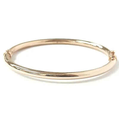 9ct Rose Gold Bangle Ladies Rounded Hinged Safety Catch 5g 6.5 Inch Hallmarked • £275