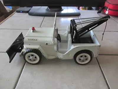 Vintage Tonka White Jeep AA Snowplow Wrecker Tow Truck Complete • $139.95