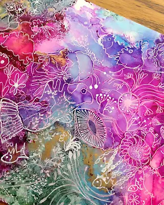 £11 • Buy Org. Alcohol Ink & Pen Painting By Anita  Search The Sea To See What You Find? 