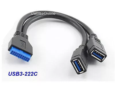 8-inch USB 3.0 20-Pin Motherboard Female To 2 Type-A Female Connectors Y-Cable • $8.98