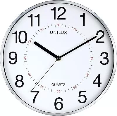 Unilux 400094280 Aria Metal Grey Modern Wall Clock With Second Hand 30.5 Cm Doub • $43.42