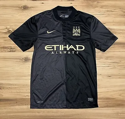 Vintage 2013-2014 Nike Manchester City Blank Soccer Jersey Kit Mens Small Black • $64.99