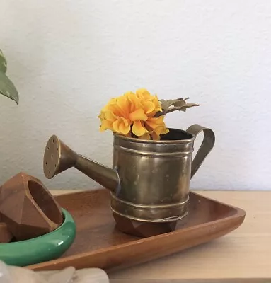 Vintage 1990s Solid Brass Mini Watering Can 2.5 X2.5 X5.25  Hosley BS-4308W • $12