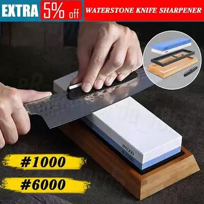 Dual Whetstone Knife Sharpening Stone 1000/6000 Grit Water Wet Stone Sharpener • $15.45