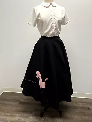 Vintage Handmade Black Felt Poodle Skirt 1950s Grease Costume Play • $45