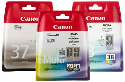 Original Canon PG37 +CL38 Printer Cartridges Pixma IP1800 MP140 MP190 MP210 • £23.57