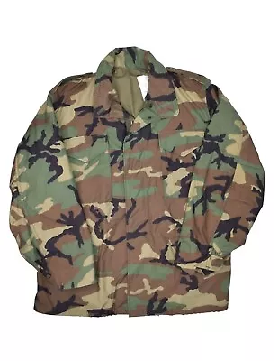 Vintage Alpha Industries Camouflage Cold Weather Field Coat Mens L M65 USA Made • $88.94