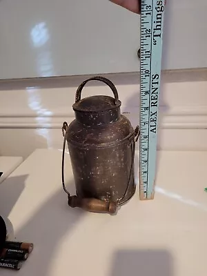 Vintage Antique 10” Metal Milk /Cream Can W/wooden Carry Handle • $26