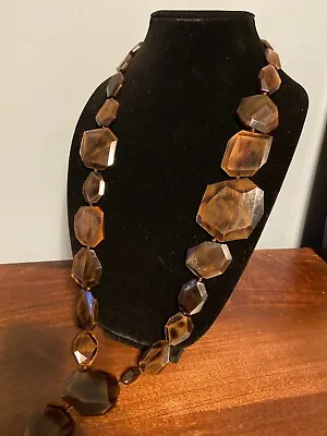 Vintage Natural Brown Black Bead Necklace Gerda Lynggaard Monies Beautiful! • $89