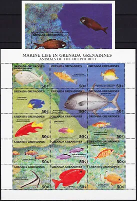 Grenada-Gren Both S/S Animals Of The Deeper Reef 1991 MNH-37 Euro • $12