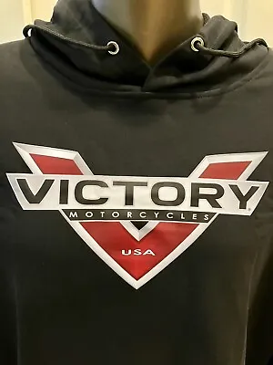 Victory Motorcycles USA Black Hoodie Sweatshirt Size Large New. • $32