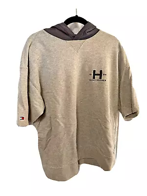 Vintage 90's Tommy Hilfiger Pullover  Sport Hoodie Mens L Gray Short Sleeve • $49.99