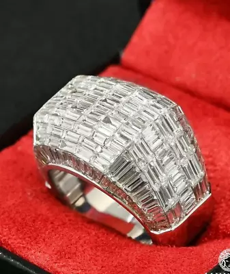 3 Ct Baguette Cut Simulated Diamond Cluster Men's Ring 925 Sterling Silver • $207.45