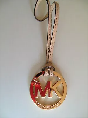 NEW Michael Kors MK Heavy Gold Circular Charm Natural Leather Strap  • $15