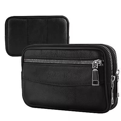 Cell Phone Holster Pouch Three Layers Leather Wallet Case Belt Loop Card Cover • $10.95