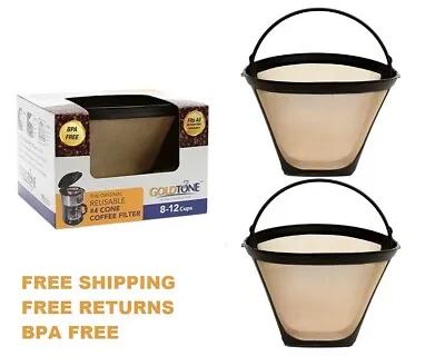 2 GoldTone Reusable #4 Cone Coffee Filter For ALL Cuisinart Machines And Brewers • $11.99