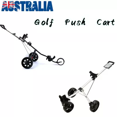 Foldable Golf Buggy Trolley Cart Push Pull 3 Wheels Aluminum Cart With Footbrake • $125.83