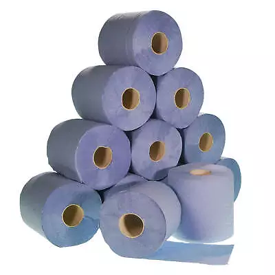 12 X Jumbo Workshop Hand Towels Rolls 2 Ply Centre Feed Wipes Embossed Tissue • £15.95