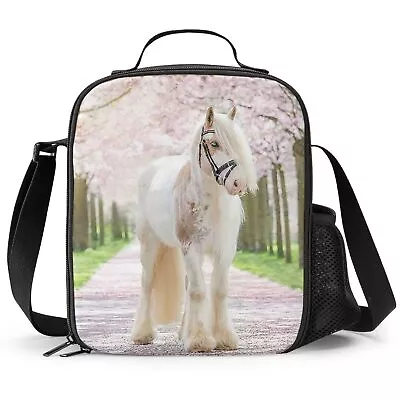 White Horse Lunch Box - Insulated Lunch Box For Kids With Side Pocket & Shoul... • £33.62