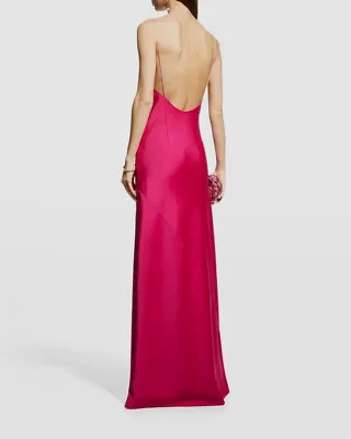 $266 Aidan Mattox Women's Pink Jewel-Strap Cowl-Neck Satin Gown Dress Size 2 • $85.18