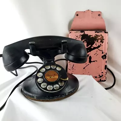Vtg Bell System Western Electric Rotary Phone Oval Base Black Ring Box Damage • $149.94
