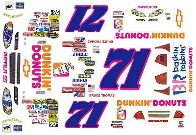 #71 Bruce Thomas Dunkin Donuts Chevy 1/18th Scale Waterslide Decal • $14