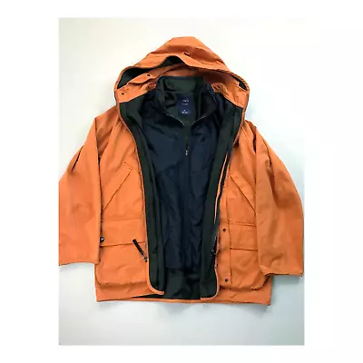 LINCS David Chu 3-Way Convertible Field Jacket XL $395 Quilted Vest Burnt Orange • $159.99