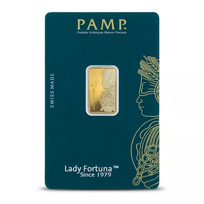 5 Gram PAMP Suisse Lady Fortuna Veriscan 45th Anniversary Gold Bar (New W/ Assay • $459.34