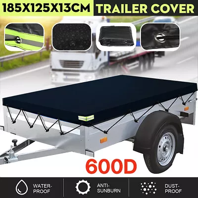 600D 6x4ft Waterproof Trailer Cover PVC Protector With Rubber Belt 185x125x13cm • $75.36