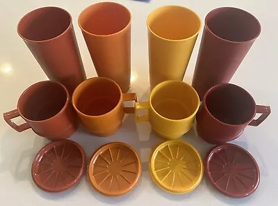 Vintage Tupperware Stackable Coffee Mugs And Cups 2 Sets Of 4 Harvest Colors  • $0.99