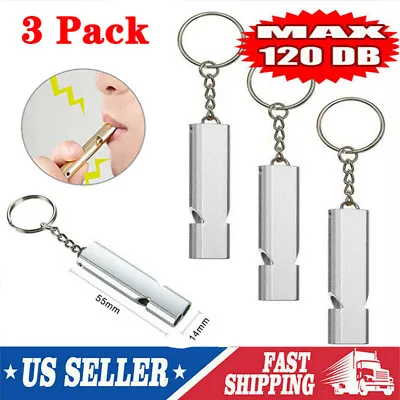 3 PCS Survival SOS Whistle Aluminum Camping Hiking Keychain Outdoor Emergency US • $6.99