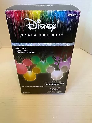 Disney Christmas Magic Holiday 24 Mickey Mouse Rainbow Wave LED String Lights • $50