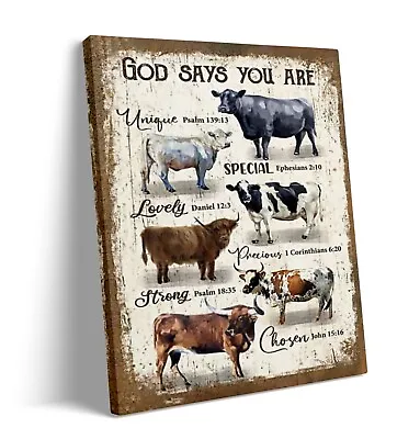 Nspirational Bible Verse Canvas Wall Art God Says You Are Wall Decor Poster • £31.80