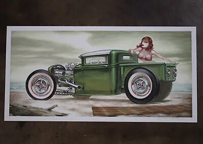 Out Of Print Signed Keith WEESNER Poster Vtg Model A Ford Hot Rod Pickup Truck • $179.98