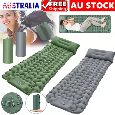 Self Inflating Mattress Camping Hiking Airbed Mat Sleeping With Pillow Bag Camp • $38.99