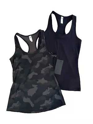 (2) NWT 90 Degrees By Reflex CAMO & Solid BLACK Tanks Racerback SMALL $68 • $8.99