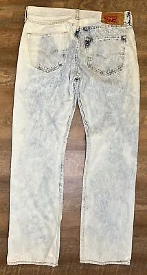 Vintage Levis Jeans Mens 36 X 32 Blue Denim 501 Red Button Fly Acid Wash • $29.99
