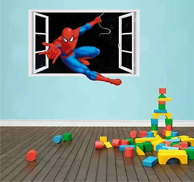 Spiderman 3D Effect Window View Sticker Bedroom Wall Poster Vinyl Ver2 • £9.20