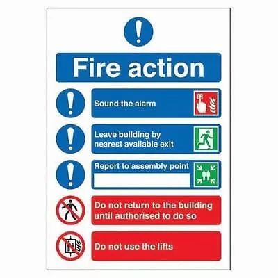 £7.99 • Buy Rigid Site Safety Sign - Fire Action Notice 210x148mm (Standard/Symbols)