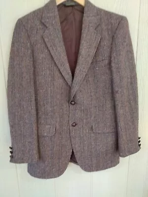 Vintage Men's Brown Woven 100% Wool Tweed Blazer Jacket Sport Coat Adams Row 38r • $42.93