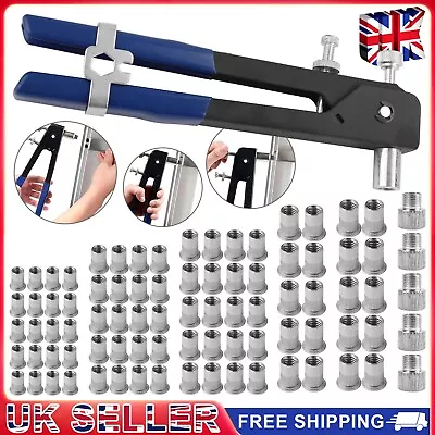 £29.39 • Buy 86PCS M3-M8 Heavy Duty Hand Riveter Rivet Gun Kit Threaded Rivet Nut Set Tool UK