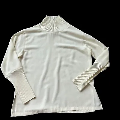 Vintage MATSUDA Nicole Tokyo Japan Ivory Long Sleeve Top/Blouse Pleats Size 40/8 • £72.29