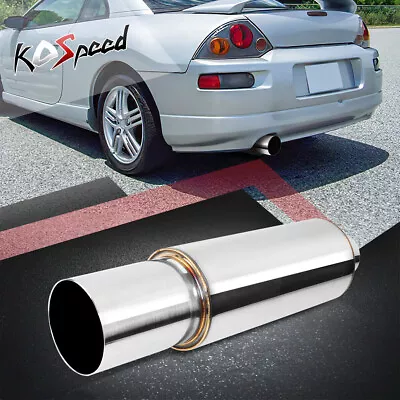 Universal Stainless 2.5  Inlet 4  Outlet Straight-Through Tip Exhaust Muffler • $36.99