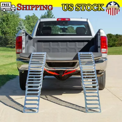 Tri-Fold Loading Ramp Steel Motorcycle ATV/UTV Quad Lawn Mower Truck 500 Lbs US • $100.46