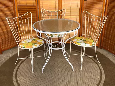 Vintage Homecrest 3 Chair Set Bistro Dining Table Mid Century Modern Retro Patio • $548