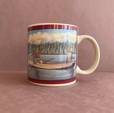 Vintage Eddie Bauer Mug With Pastoral Men Fishing Picture • $18