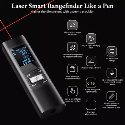 Waterproof Rechargeable Laser Distance Meter Mini Range Finder  40M Range Finder • $27.99