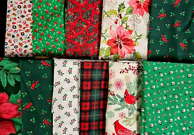 Vintage Christmas Holiday Fabric Scraps Remnants 1.5 LB Sew Quilt Crafts • $4.25