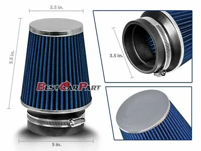 3.5 Inches 3.5  89 Mm Cold Air Intake Narrow Cone Filter Quality BLUE Chevrolet • $17.99